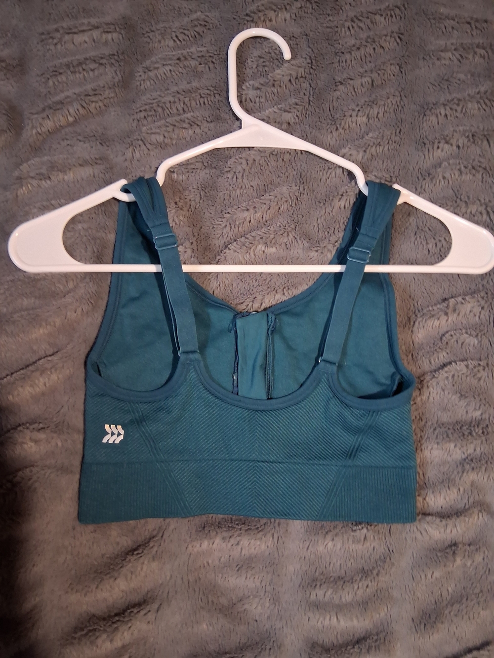 All in Motion Teal Front-Zip Active Wear Sports Bra - Picture 2 of 5